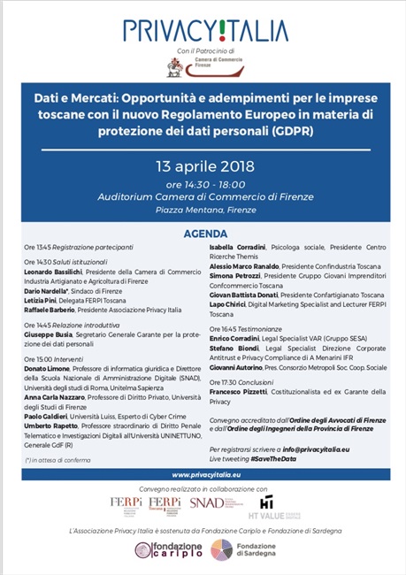 Convegno Privacy Italia con il Patrocinio della Camera di Commercio di Firenze