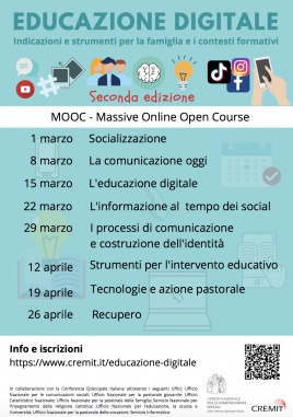 SIRO - NEWS -  Educazione digitale: Cremit-Cei, dall’1 marzo torna il corso gratuito di approfondimento