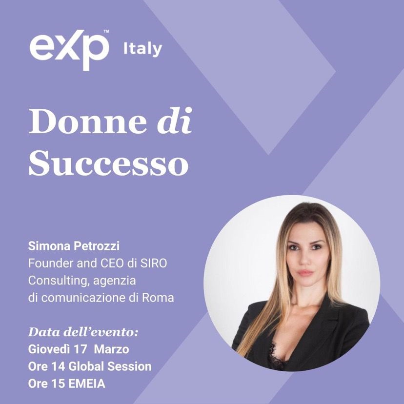 SIRO - NEWS - Simona Petrozzi in collegato per il Mese delle Donne di eXp Italy